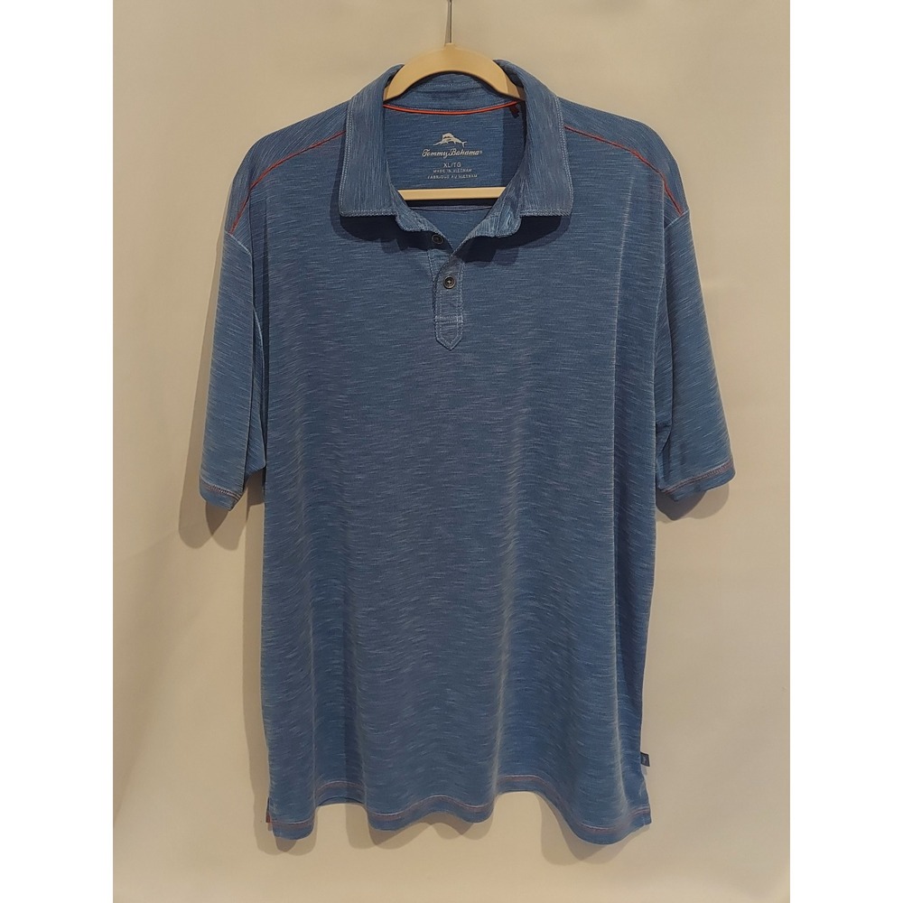 Tommy Bahama Mens Heathered Blue Tencel Lyocell Blend Polo Shirt Size XL